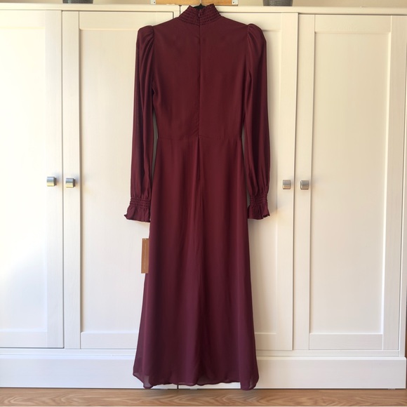 Reformation Stevie Long Sleeve Smock Neckline Midi Dress Brand New 0 - Picture 6 of 14